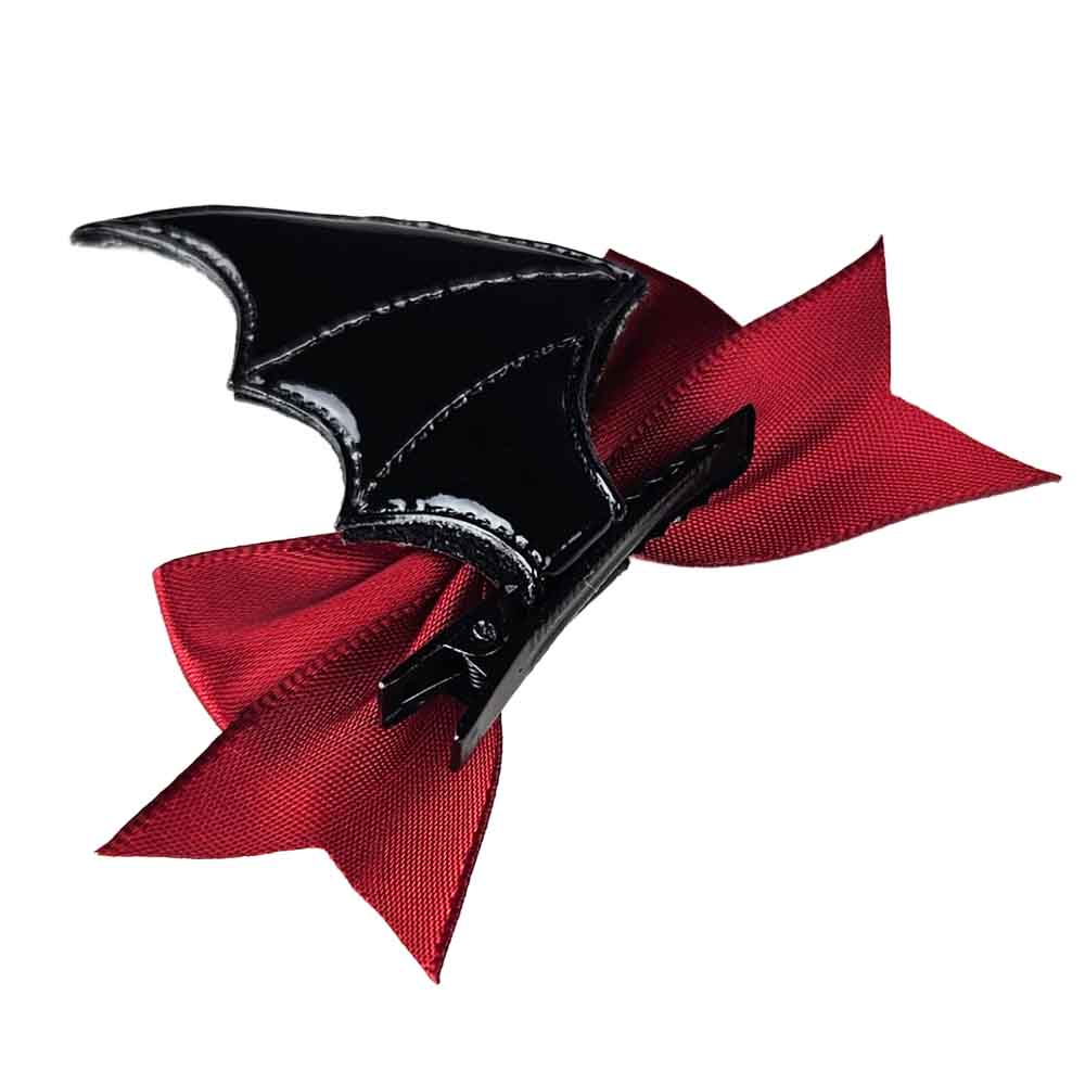 Attitude Hair Dye - Bat Wing Horn Bow - set of 2 Haarclip - Zwart/Rood